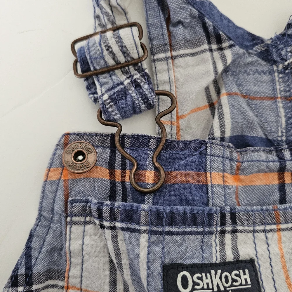 OshKosh B’Gosh Vestbak Baby Boy 24 Months Plaid Overalls Shortall Cotton‎